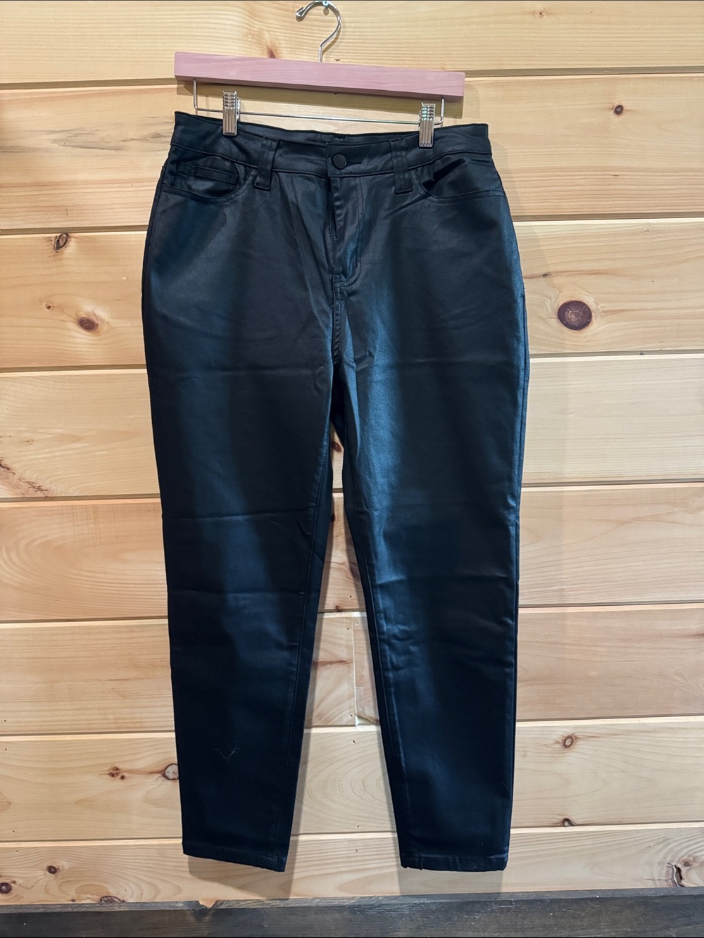 Reba Black Skinny Faux Leather Jeans for Women